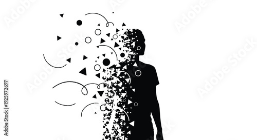 Silhouette of a person with abstract shapes vector