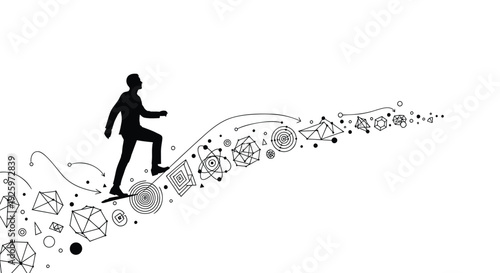 Businessman on a growing graph vector illustration