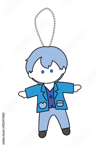 男性アイドルキャラクターのぬいぐるみキーホルダー風イラスト｜オタ活・推し活