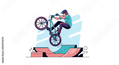 BMX Rider Performing Stunt on Ramp