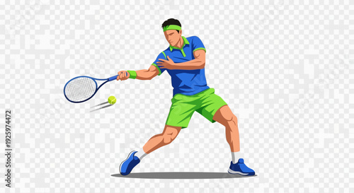 Tennis Player Hitting Ball With Racquet - Dynamic Action Illustration