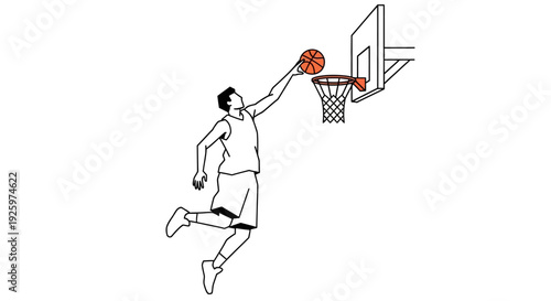Basketball Player Dunking, Athletic Action, Sports Illustration
