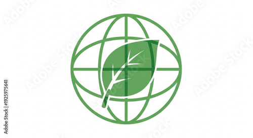 Green globe symbol with leaf eco friendly logo environmental protection icon sustainable earth