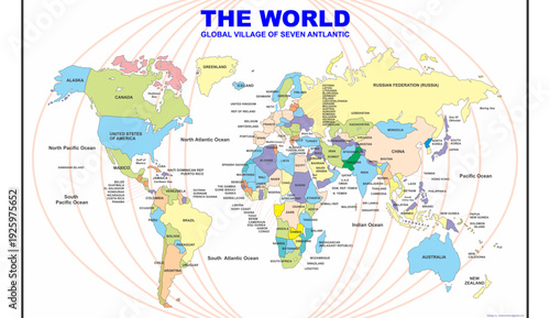 World Political Map for School Classroom – Colorful Educational Geography Poster with Countries and Oceans