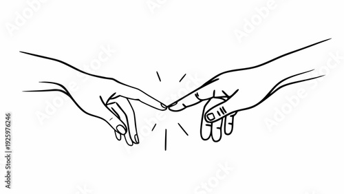 Two hands almost touching with a spark of connection