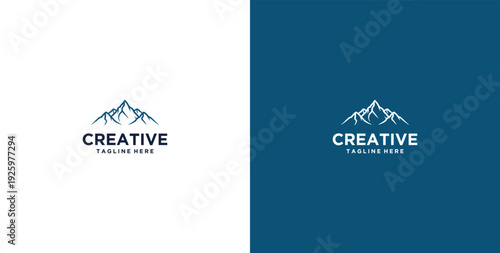 mountain and river logo design
