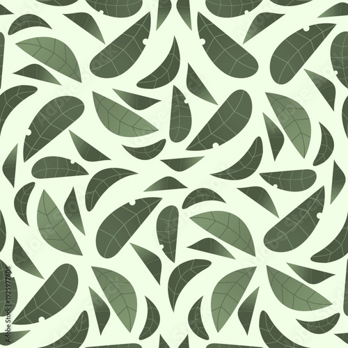 green tea seamless pattern. matcha seamless pattern. green tea leaves vector  illustration. gradient style green tea leaves illustration background