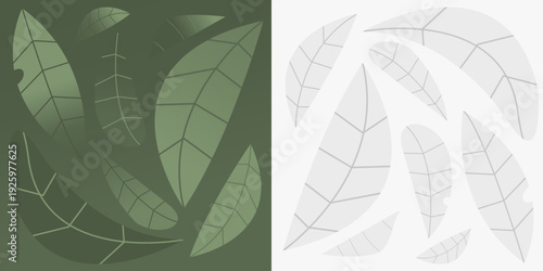 green tea seamless pattern. matcha seamless pattern. green tea leaves vector  illustration. 