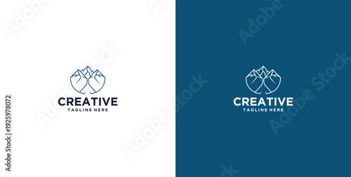 mountain and river logo design