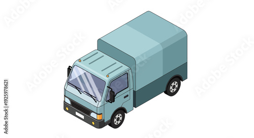 Isometric Delivery Truck Illustration for Logistics and Transportation Services.