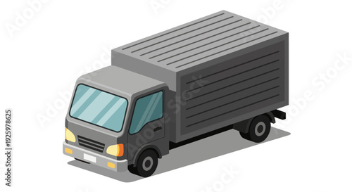 Isometric Delivery Truck Illustration for Logistics and Transportation Services.