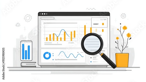 Modern SEO Analytics Dashboard with Search Bar and Data Visualization Interface