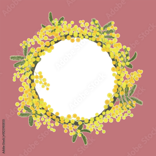 ミモザのリース（リース内透過・コーラル）