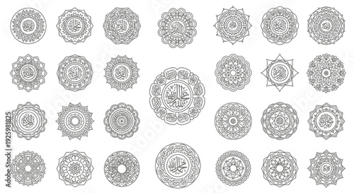 Collection of various mandala designs.