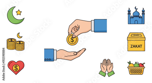 Hands exchanging a coin.