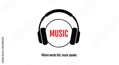 Music headphones icon with text