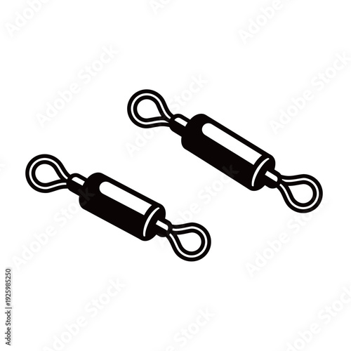 High Quality Fishing Swivel with Snap – Black and White Vector Line Art Illustration Isolated on White Background
