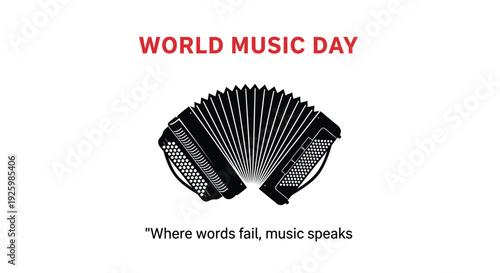 World Music Day accordion icon with quote