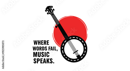 Banjo music quote vector illustration