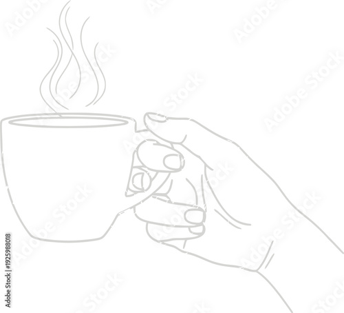 Hand holding a hot cup of coffee or tea