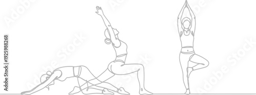 Woman practicing various yoga poses continuously