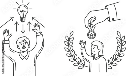 Man getting recognition for his creative idea and innovation