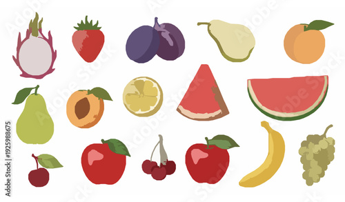 Hand drawn fresh fruit illustration colorful organic food vector s