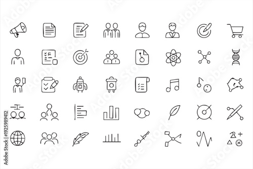 Study and science icon collection for online courses, teaching materials, and knowledge platforms