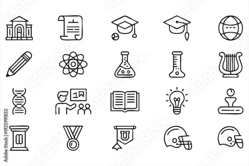 Minimal Education Line Icons Set for E Learning Dashboard UI