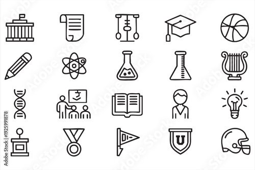 Modern Education Line Icons Pack for Online Courses and Training Platforms
