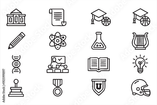 Minimal Academic Icons for Classroom Platforms and Digital Learning UI