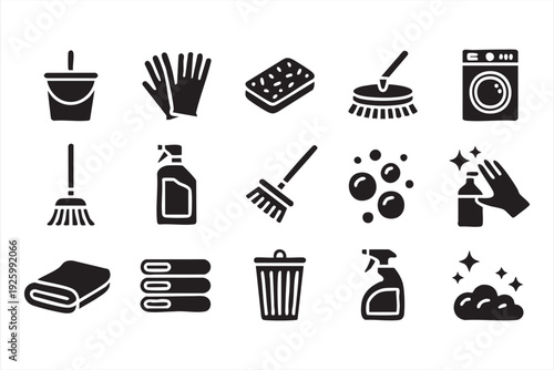 Professional Cleaning Service Icons for Maintenance Dashboard UI