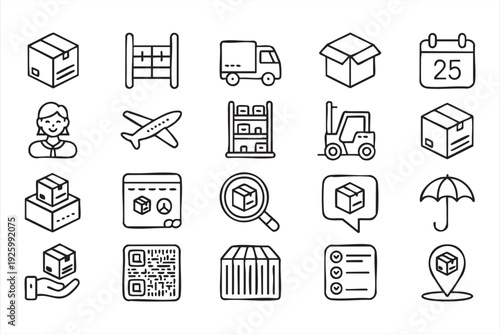 Minimal Logistics Line Icons Set for Delivery Dashboard and Shipping UI