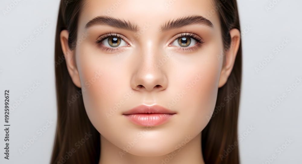 Fototapeta premium Beautiful young woman with perfect skin and natural makeup.