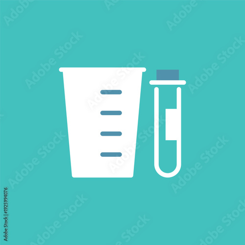 シンプルな尿検査の紙コップと試験管のベクターアイコン