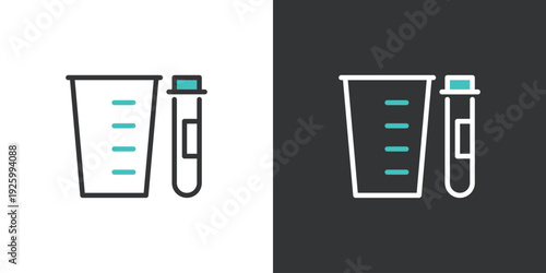 シンプルな尿検査の紙コップと試験管のベクターアイコン