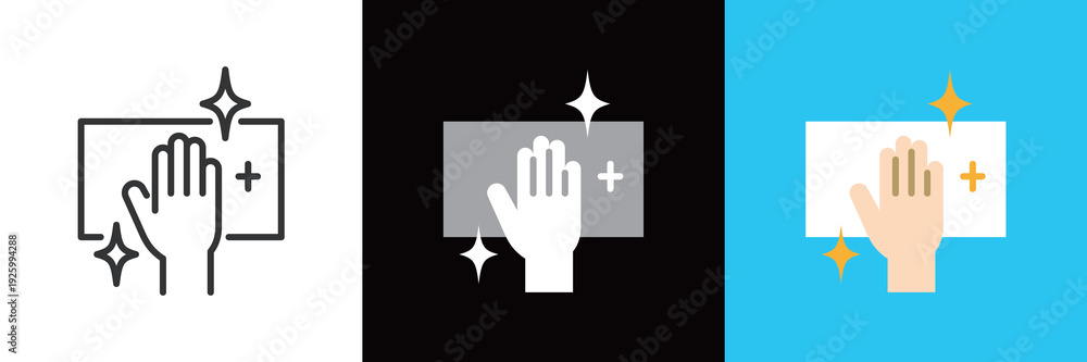 Obraz premium 雑巾で掃除するアイコン