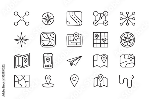 Modern location icon bundle for mobile navigation and mapping applications
