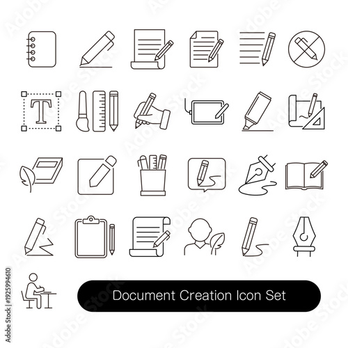 書く・記入・ドキュメント作成アイコンセット