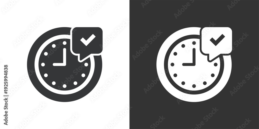 Fototapeta premium Time Completed icon. Solid glyph series icon