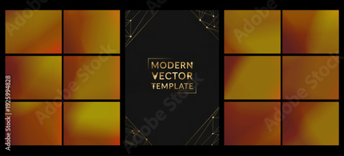 Intense red and orange gradients form a fiery grid around a refined dark centerpiece, creating dramatic energy for bold branding, posters, or event promotions.