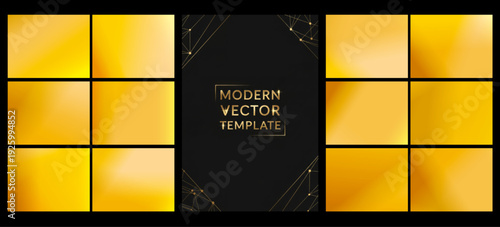 Lustrous golden gradients shine from neat tiles around a chic black center, evoking opulence for luxury branding, invitations, packaging, or premium digital designs.