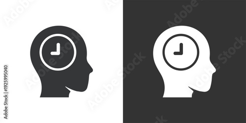 Time Awareness or Scheduled Thinking icon. Solid glyph series icon