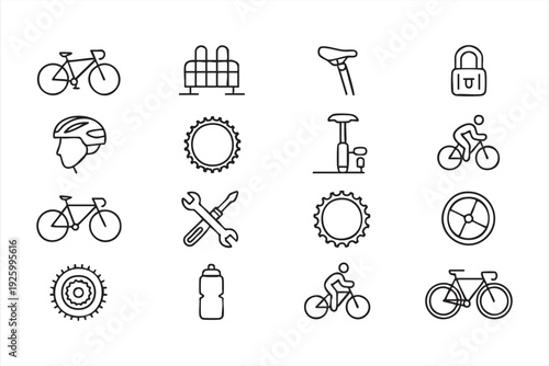 Professional Cycling Outline Symbol Set for Advertising, Infographics, and Posters