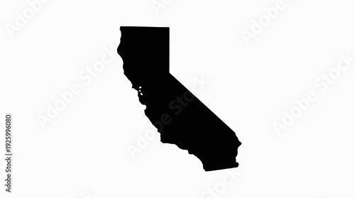 California State Map Black Silhouette on White Background - USA Pacific West Coast Outline