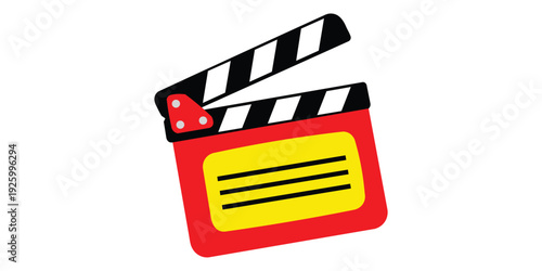 Colorful movie clapper board isolated on white background for film production