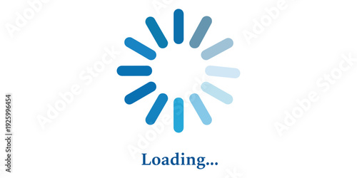 Blue gradient loading icon with rounded bars on white background