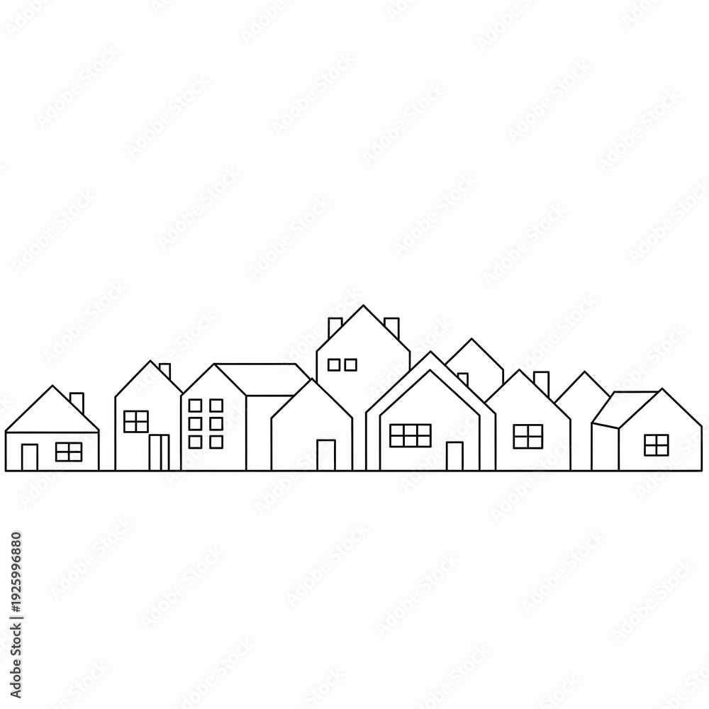 Fototapeta premium Minimalist city skyline house outline vector illustration