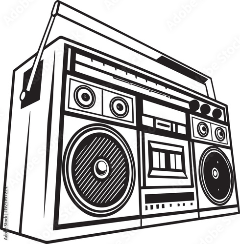 Vintage 80s Boombox Vector Illustration