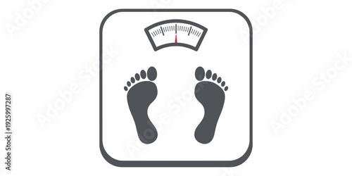 A digital illustration of feet on a scale isolated on white background